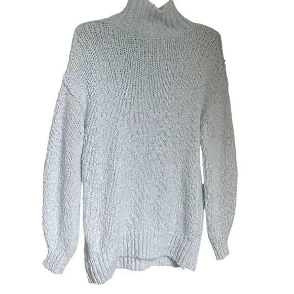 Anthropologie The Need It Oversize Mock Neck Pullover Sweater Light Blue XS - Picture 8 of 14